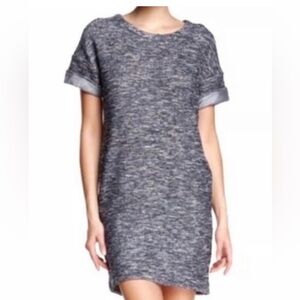Vince Cuffed Marled Terry Tee Shift Dress Blue Gray